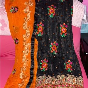 Brand new orange and black Indian suit